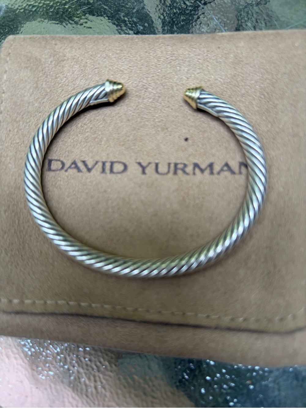 David Yurman Two-Tone Twisted Cable Open Cuff Bracelet in Silver and Gold-Tone